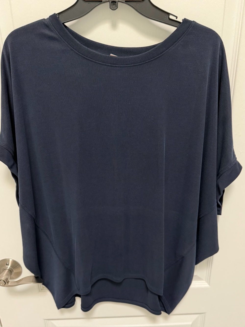 Chico’s Women's Blue Top, Size 2 or Large, Dorman Sleeves, Round Neck